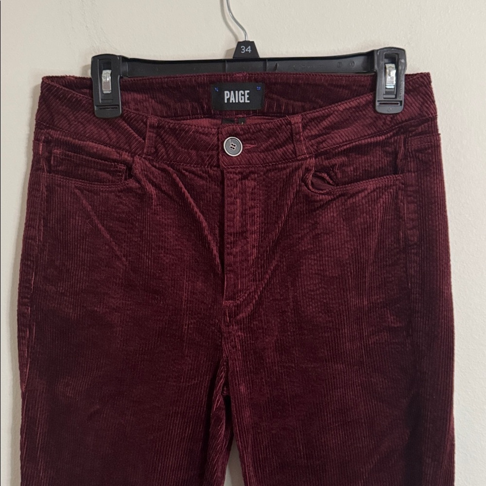 PAIGE Hoxton Ankle Burgundy Red Corduroy Pants size 29 - Picture 4 of 12
